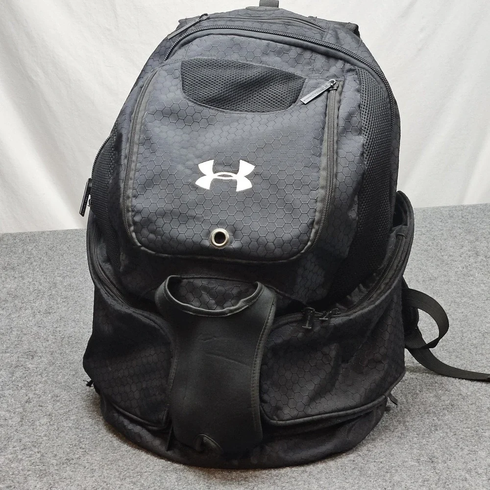 Under Armour Softball Backpack Black Hexagon Pattern Sports Gym Bag Baseball